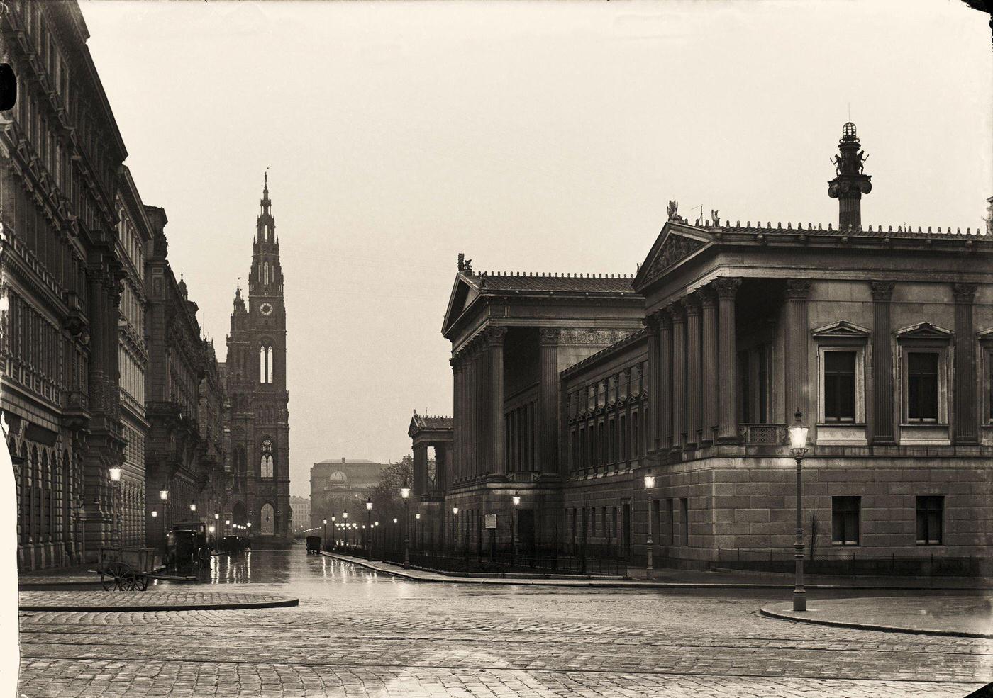 #95 Vienna Parliament, Back side of the parliament and the Town Hall, Vienna, 1905