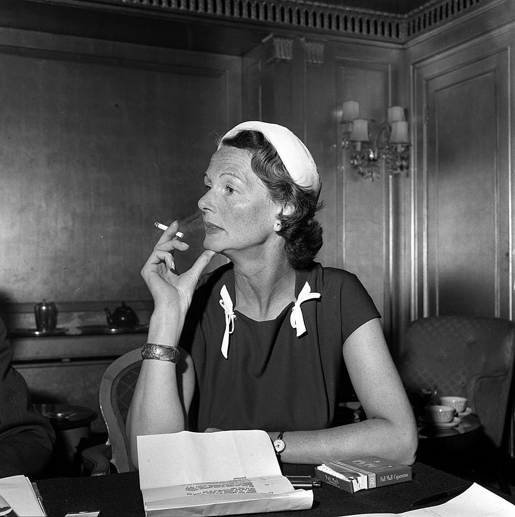 #67 British actress Elizabeth Allan in England, 1955.