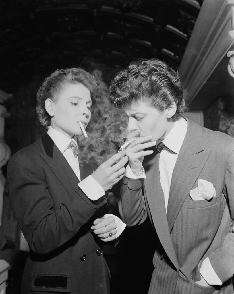 #72 Two cross-dressing women in Paris, circa 1955.