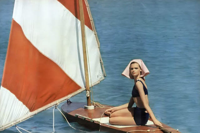 #11 Marola Witt in Navy-Blue Tank Suit, 1962