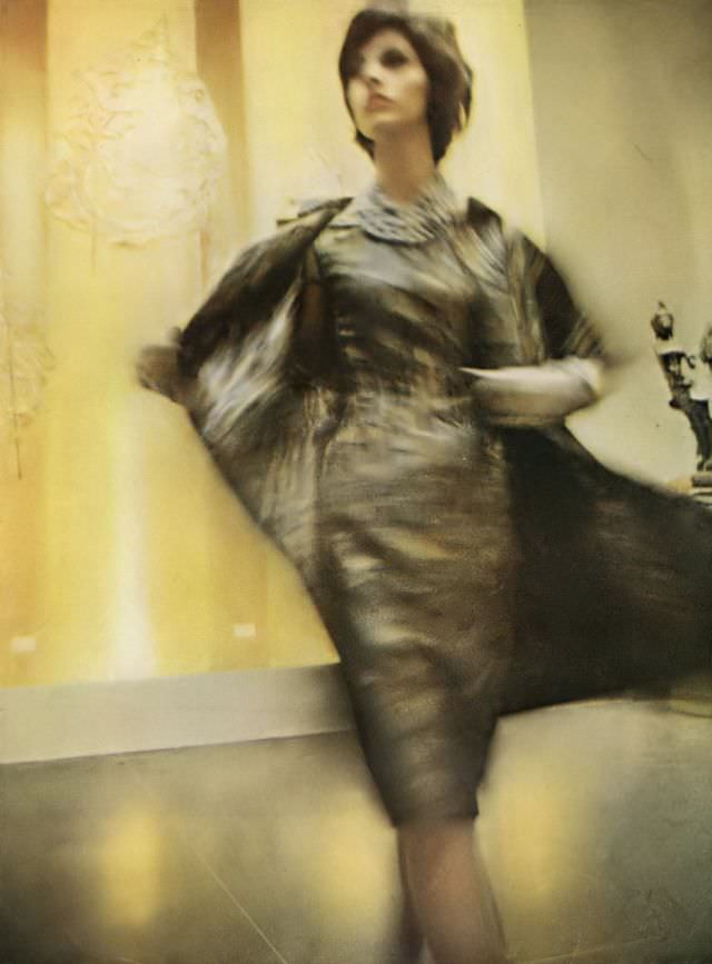 #8 Model in Silk Dress and Coat by Ben Zuckerman, Metropolitan Museum, 1961