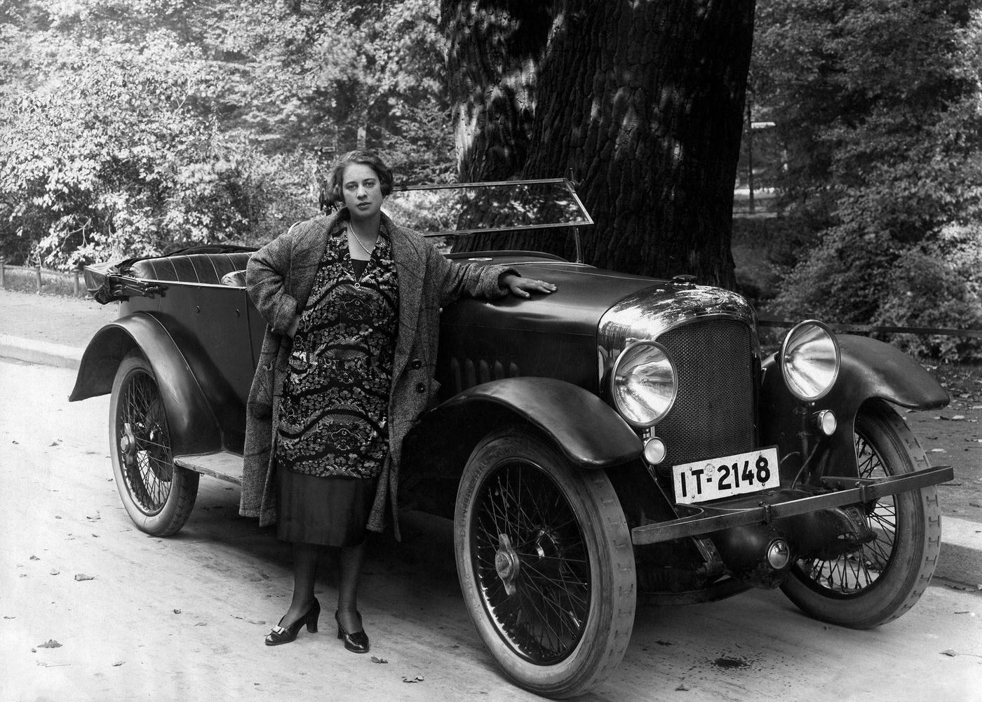 #4 Clärenore Stinnes Poses in Front of Her Dinos Car, 1925