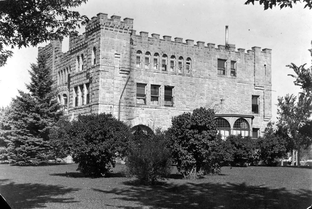 #112 Dean Peck’s Training School for Girls in Denver, stone building with arched windows, 1900s