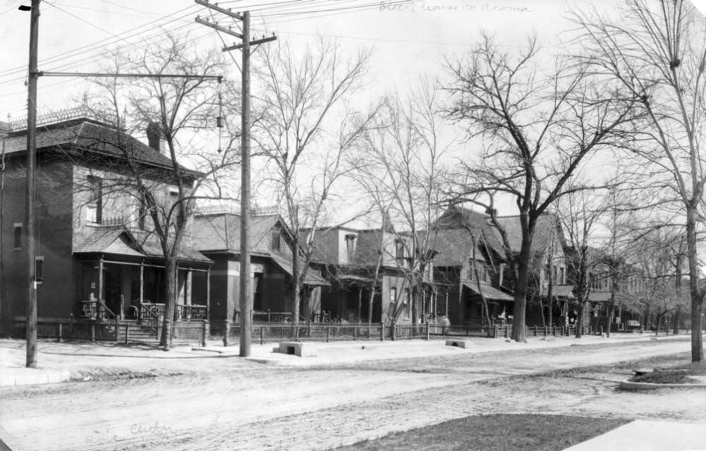 #127 Houses on Acoma Street with Covered Porches and Metal Fences, 1900s