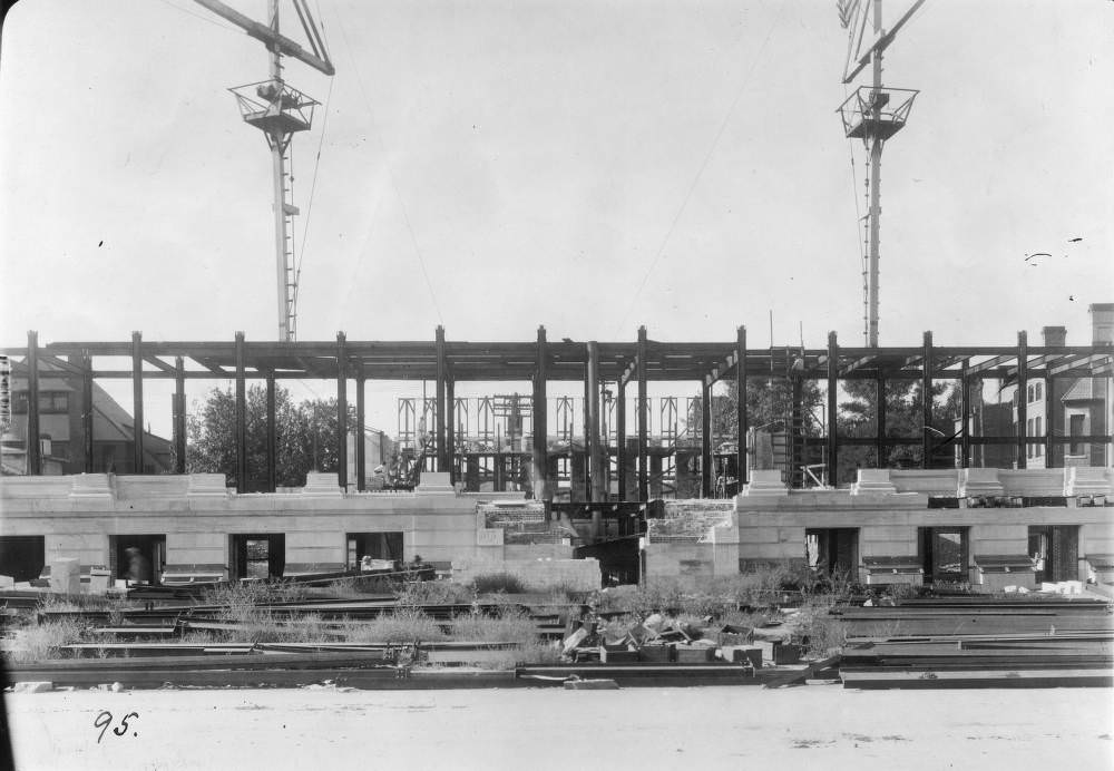 #169 Denver Public Library construction, Civic Center neighborhood, 1907.