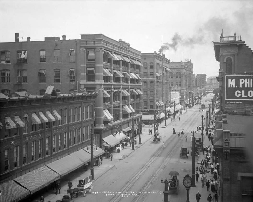 #57 Businesses on 16th Street Viewed from Stout Street, Denver, 1905
