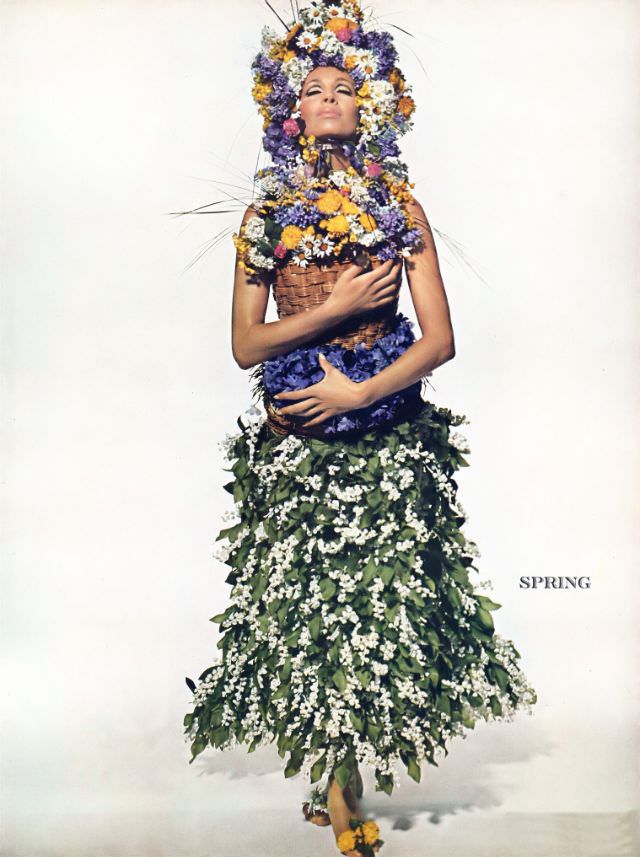 #3 Isa Stoppi Portrayed as Spring in Design by Pablo of Elizabeth Arden, 1966