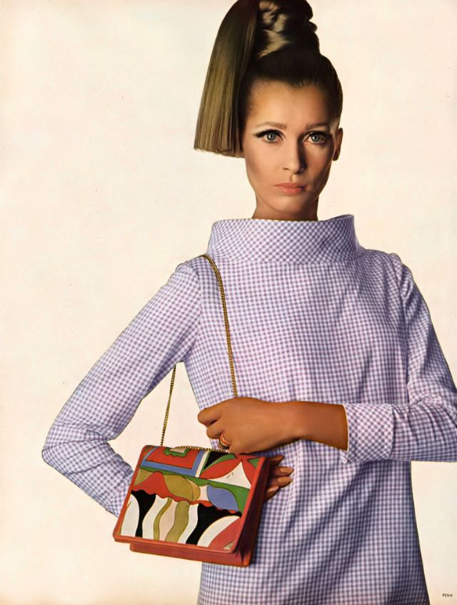 #5 Isa Stoppi in Violet Gingham Dress with Upstanding Collar by Craig Casuals, 1966