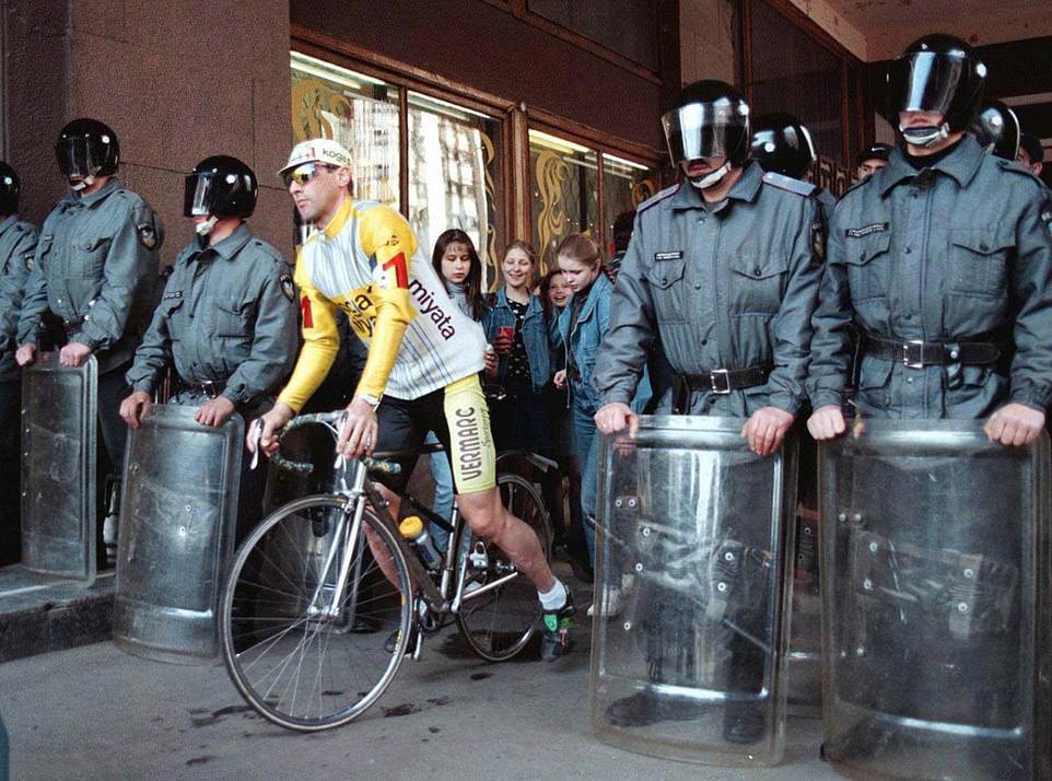 #54 Lost Cyclist: Man on bike mistakenly enters a parade, causing a stir, 1999.