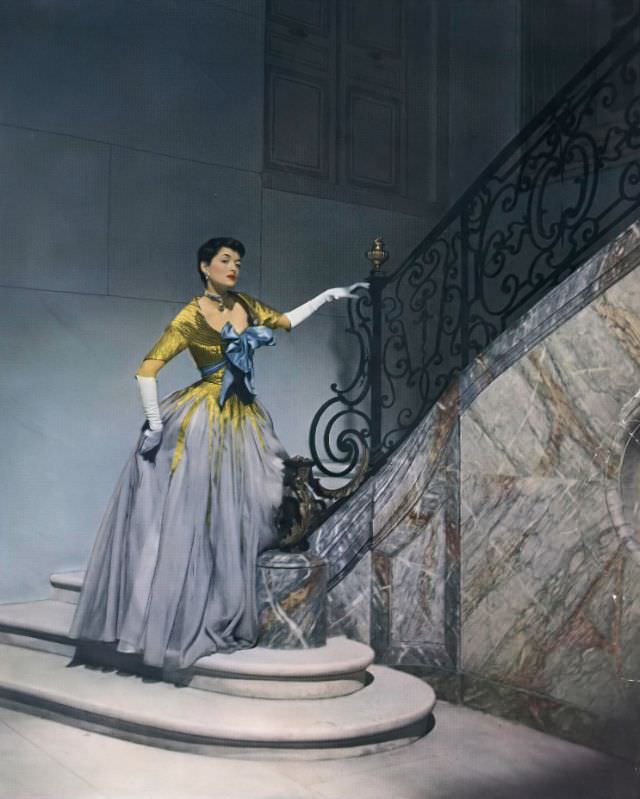 #17 Maxime de la Falaise in a gown by Charles James, 1950.