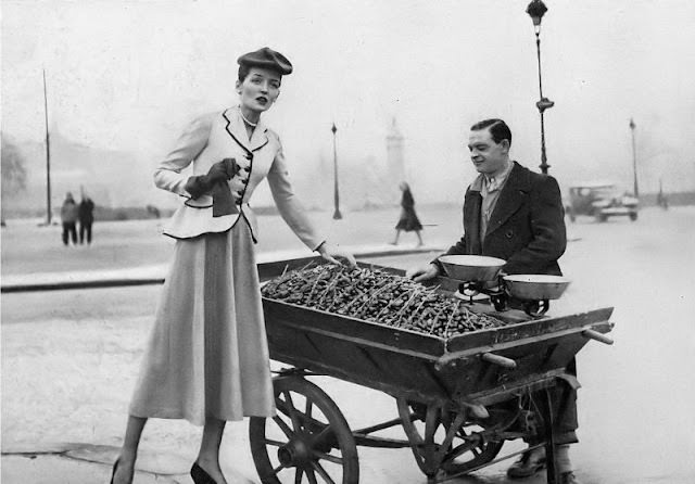 #5 Maxime de la Falaise in a tailored linen jacket by Jacques Fath, 1948.