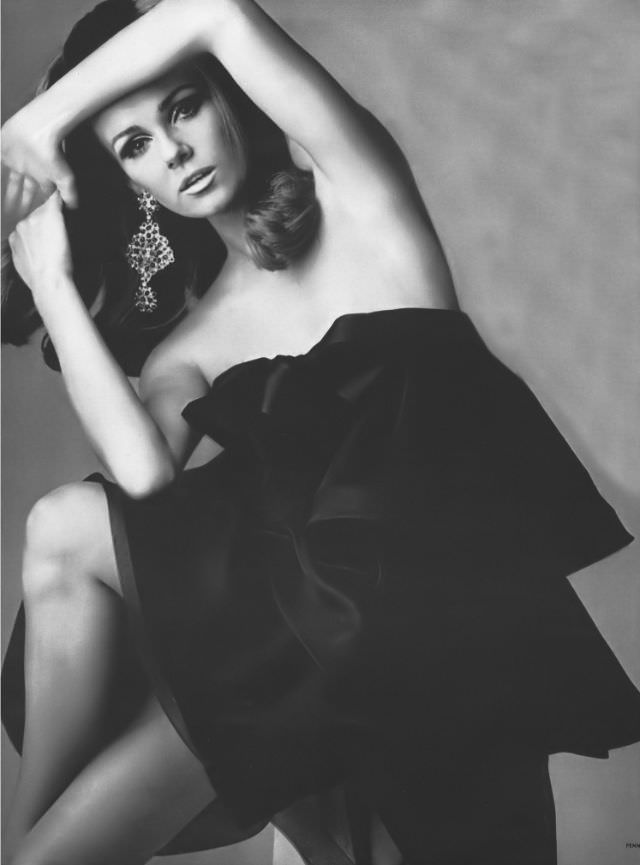 #21 Nicole de la Marge in Black Chiffon Dress by Pierre Cardin, 1966