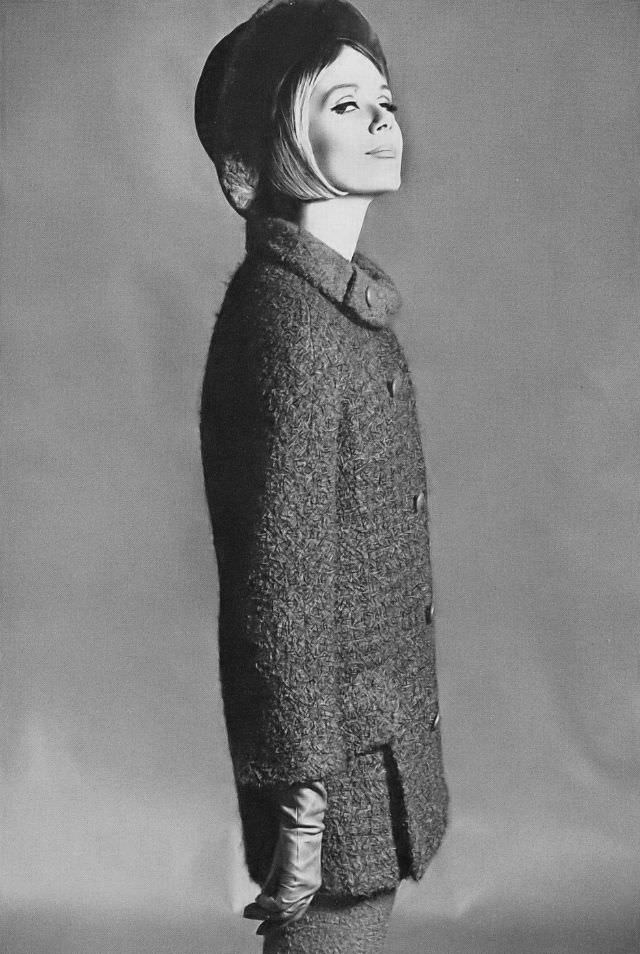 #8 Nicole de la Marge in Scarlet Wool-Mohair Dress and Jacket by Deréta, 1964