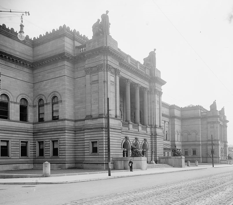 #19 Entrance to the Carnegie Institute in Pittsburgh, early 1900s.