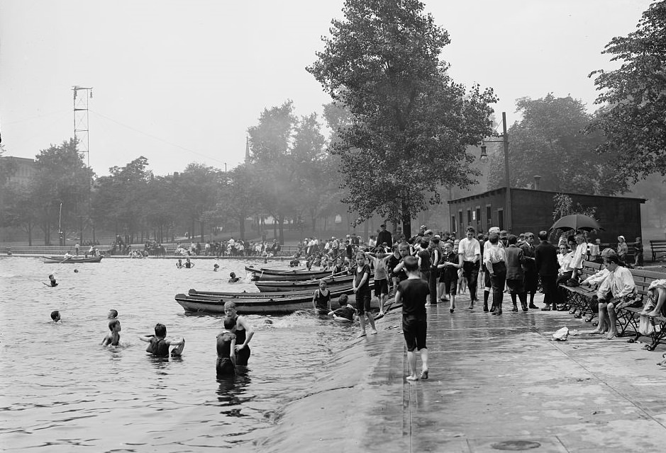 #47 Lake Elizabeth during Bathing Hour, West Park, Pittsburgh, Pennsylvania, 1900s