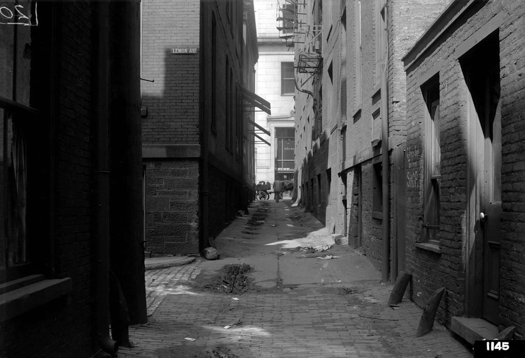 #126 Scrip Alley, north from Lemon Alley, 1912