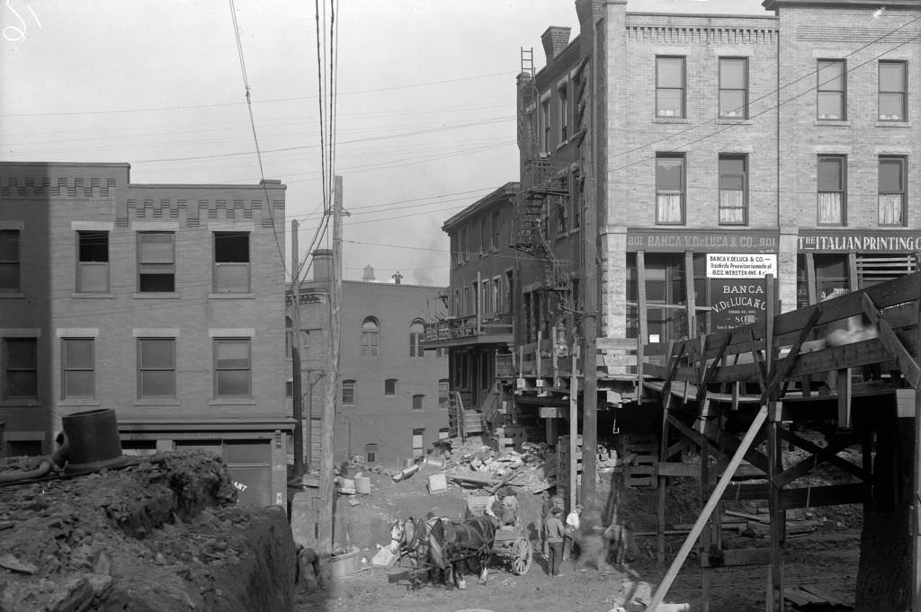 #151 Chatham Street, construction at Webster corner, 1910s