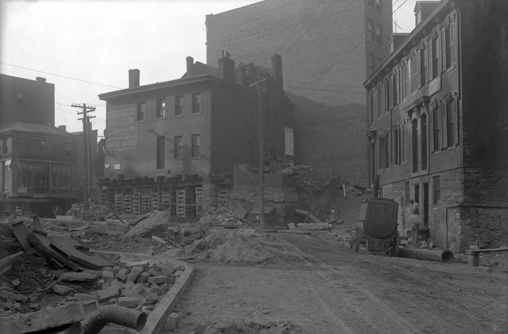 #159 Pentland Street, building demolition from west, 1910s