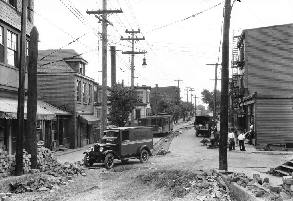 #13 Repaving Grandview Avenue, Featuring Billingsly’s Market, 1928.