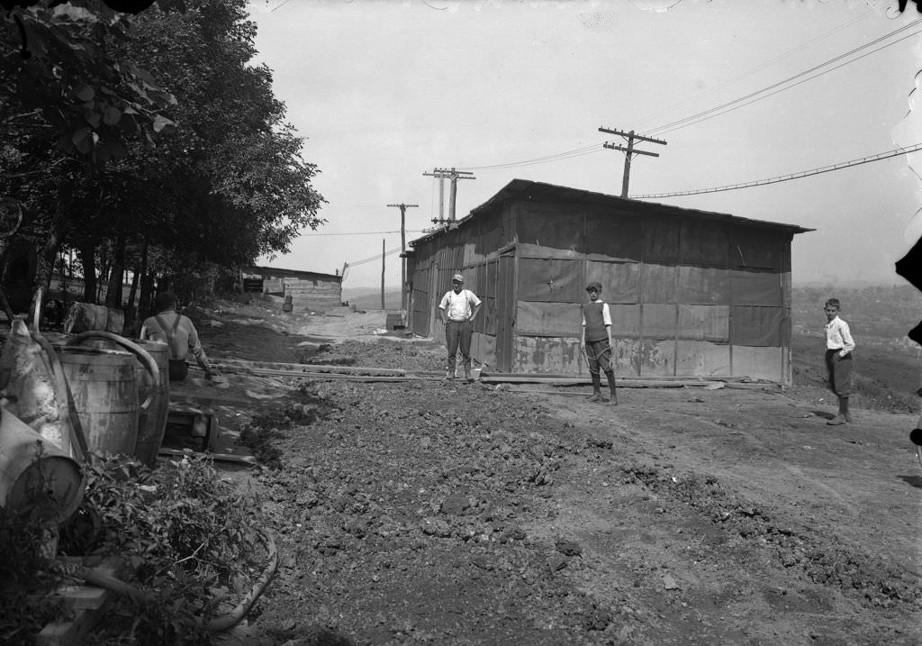 #64 Cement shed at Herron Hill Reservoir, 1920.