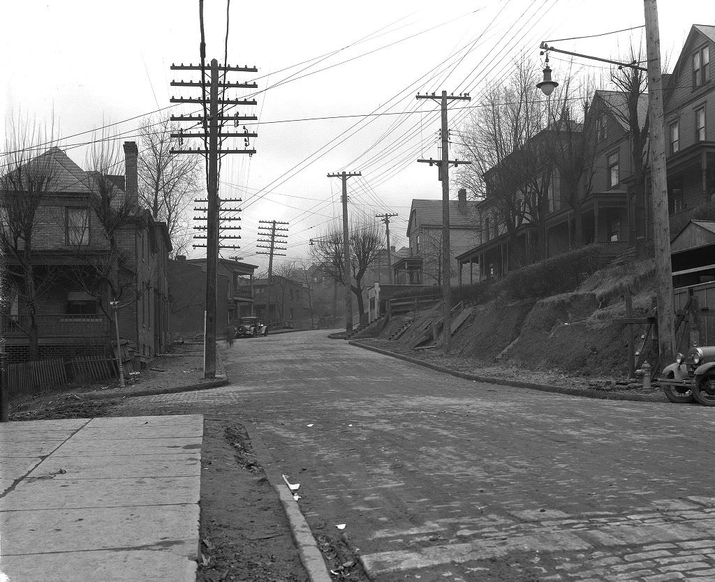 #68 Properties on Brushton Avenue looking north at Monticello Street, 1929.