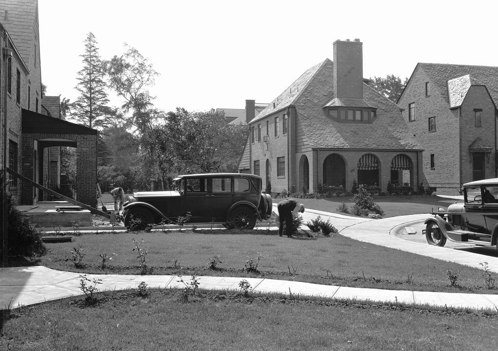 #149 Tending Yard, Man tending yard on Yorkshire Drive looking southeast, 1931.