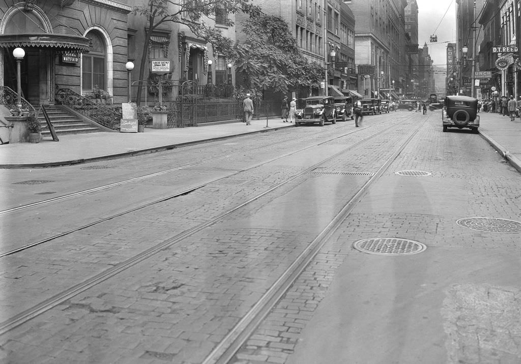 #158 Hotel Mayfair, Penn Avenue and Evans Way looking east, 1931.