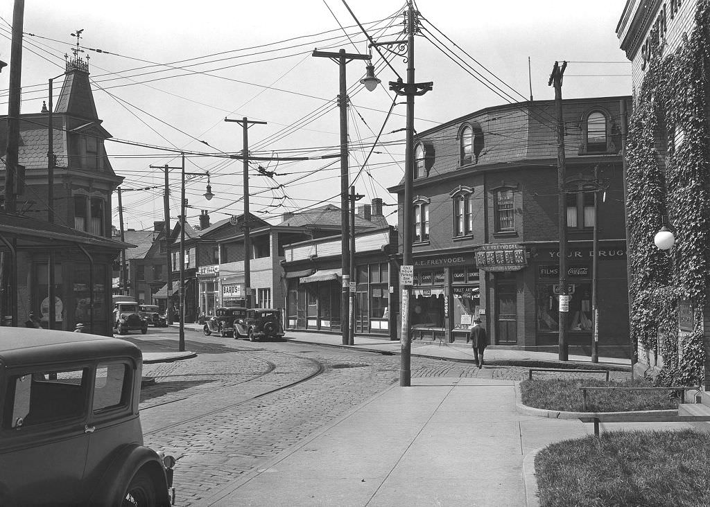 #28 Freyvogel Pharmacy and South Hills Trust, Pittsburgh, Pennsylvania, 1933.
