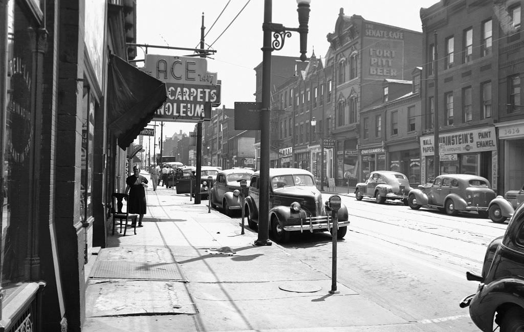 #90 Businesses on Fifth Avenue near the lower Hill District, 1941.