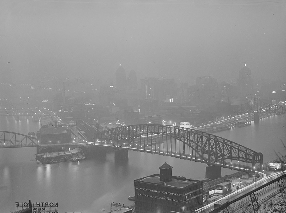 #108 Pittsburgh in the evening, 1941.