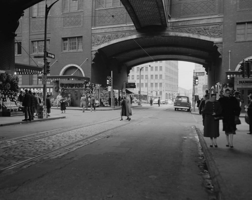 #98 Bustling Market Square in downtown Pittsburgh, 1956