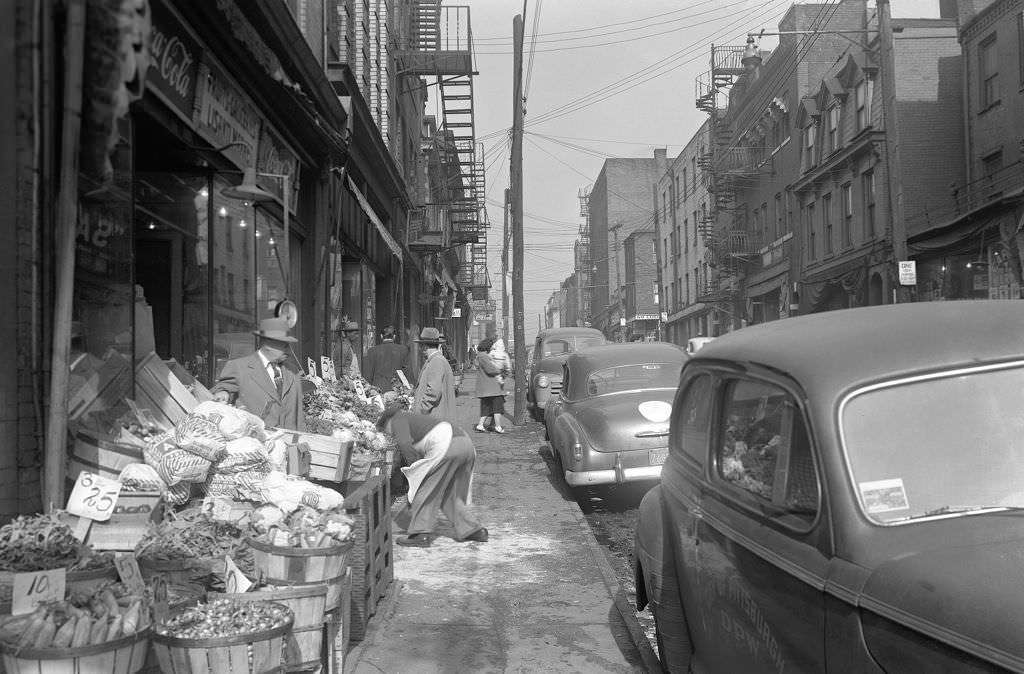 #129 Goods for sale on Logan Street, 1953