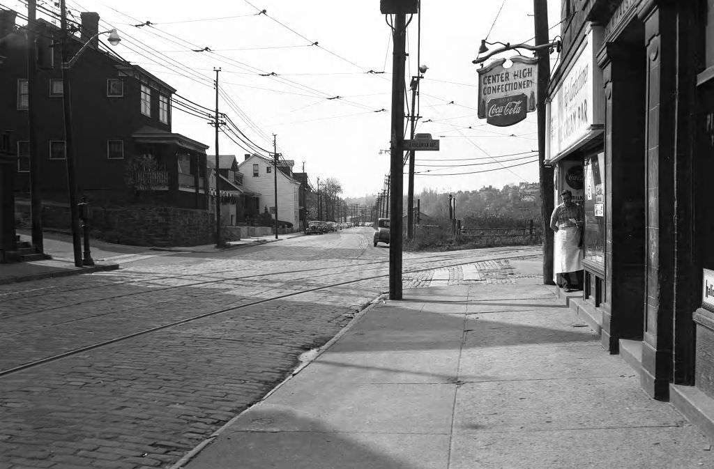 #38 View of East Warrington Avenue Businesses and Homes, 1950