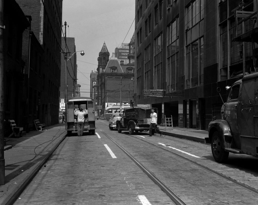 #66 Rear view of Grant Building and Old Post Office on Third Avenue, 1951.