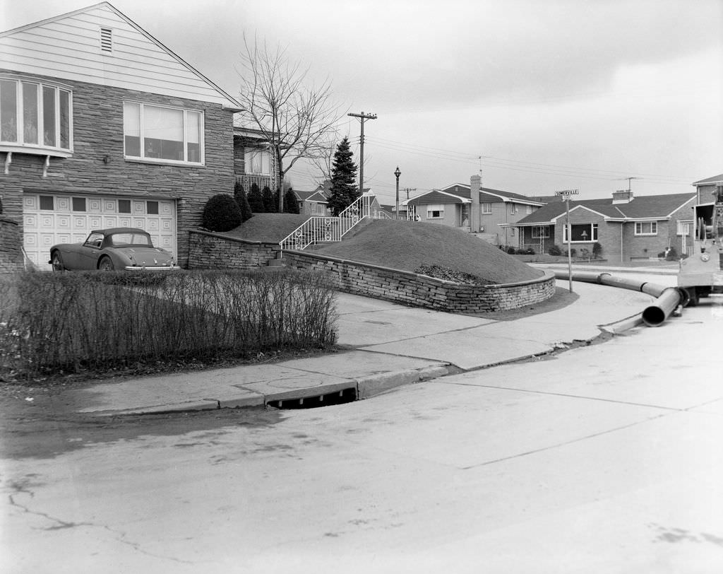 #111 Oranmore Street, view of water lines, 1960.