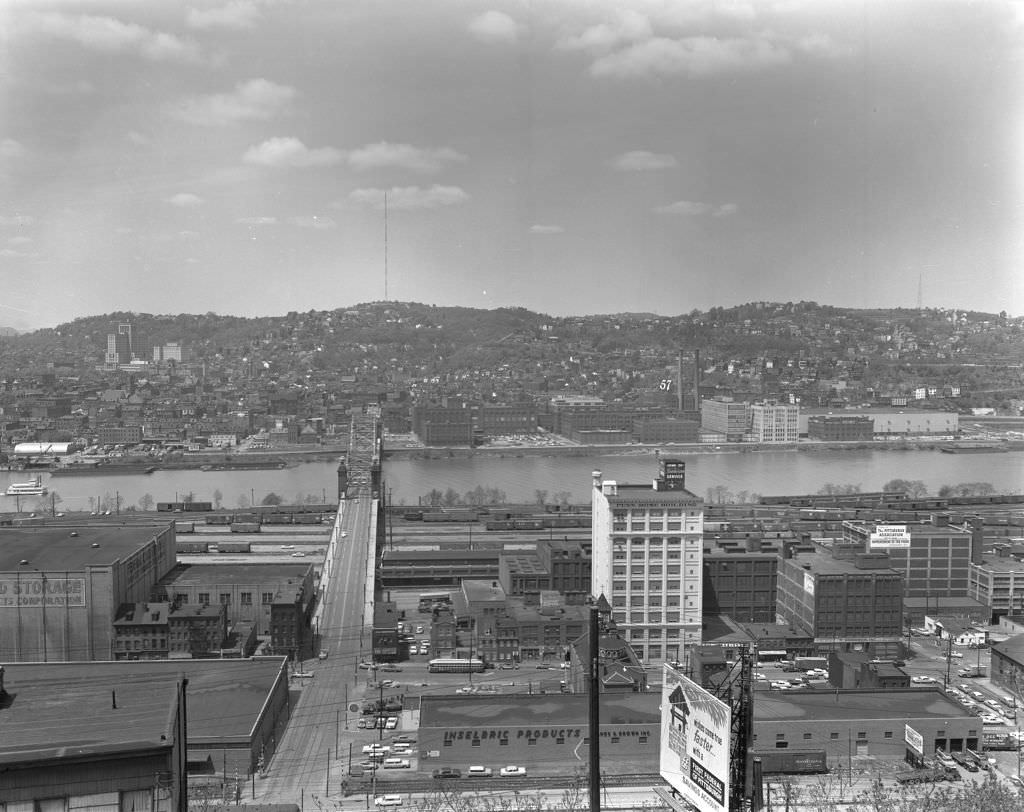 #139 Upper Hill District view, North Side and Strip District in background, 1962.