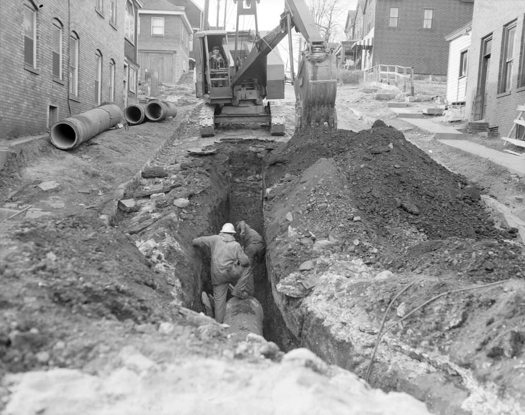 #195 Aiken Street Water Line Work, 1960