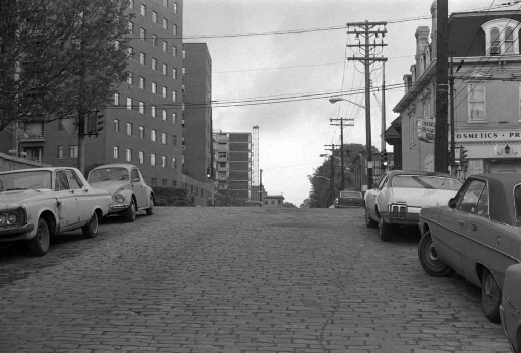#12 South Neville St: Cathedral Pharmacy at Fifth Ave, 1972