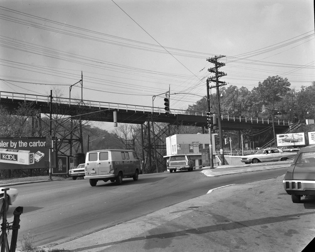 #58 Northwest along Saw Mill Run Boulevard at West Warrington Avenue, 1970