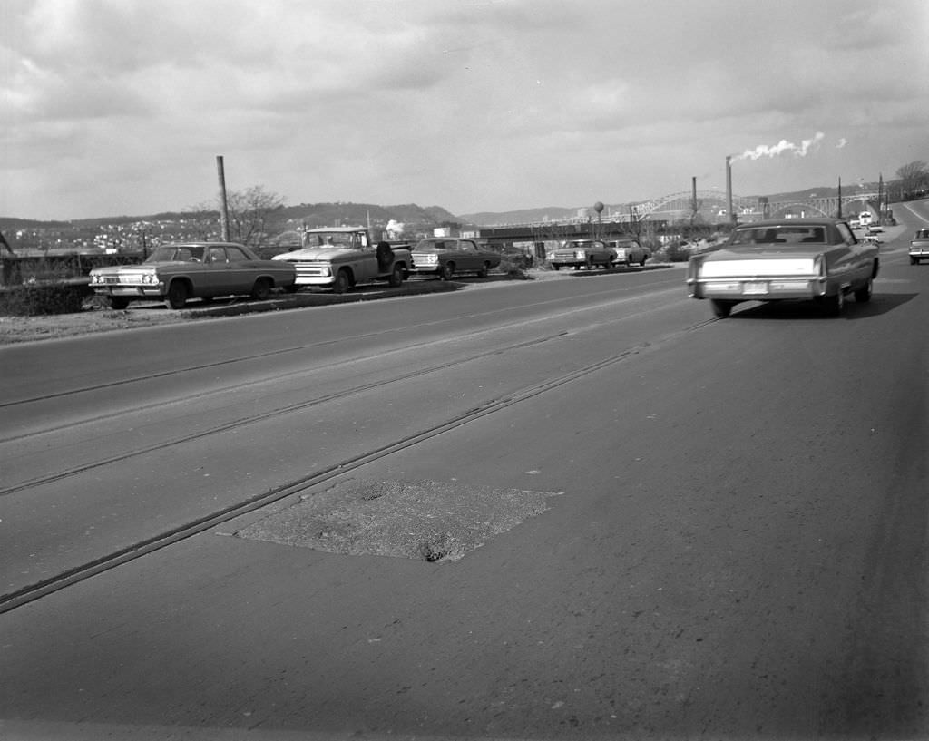 #28 California Avenue featuring distant McKees Rocks Bridge, 1970.