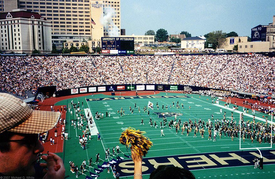 #7 Inside Pitt Stadium during a game in 1998, one year before its demolition.