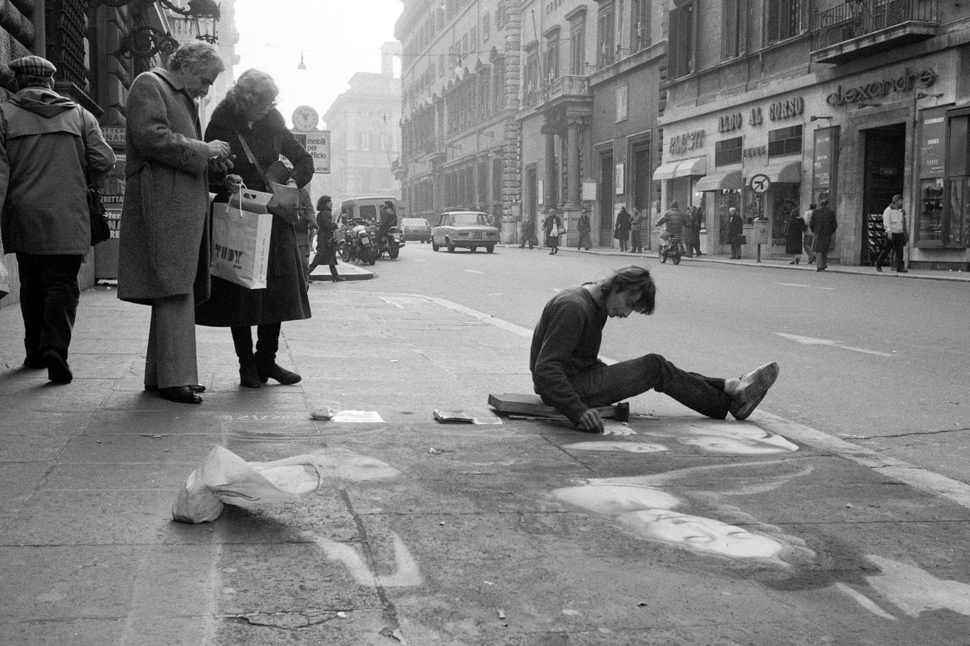 #40 Street Artist Drawing on Rome Sidewalk, 1984