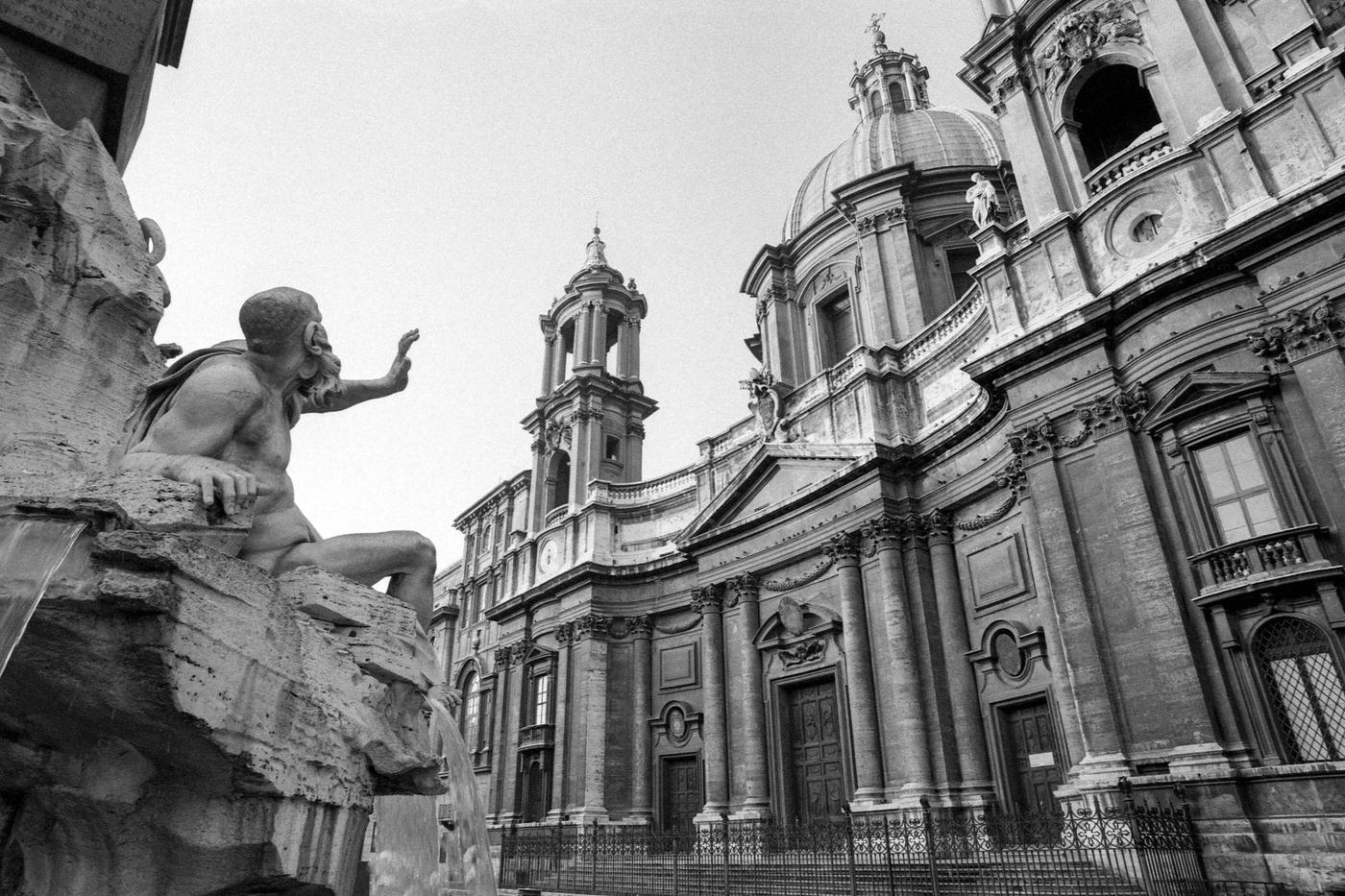 #41 Fountain of the Four Rivers and Sant’Agnese Church in Piazza Navona, 1984