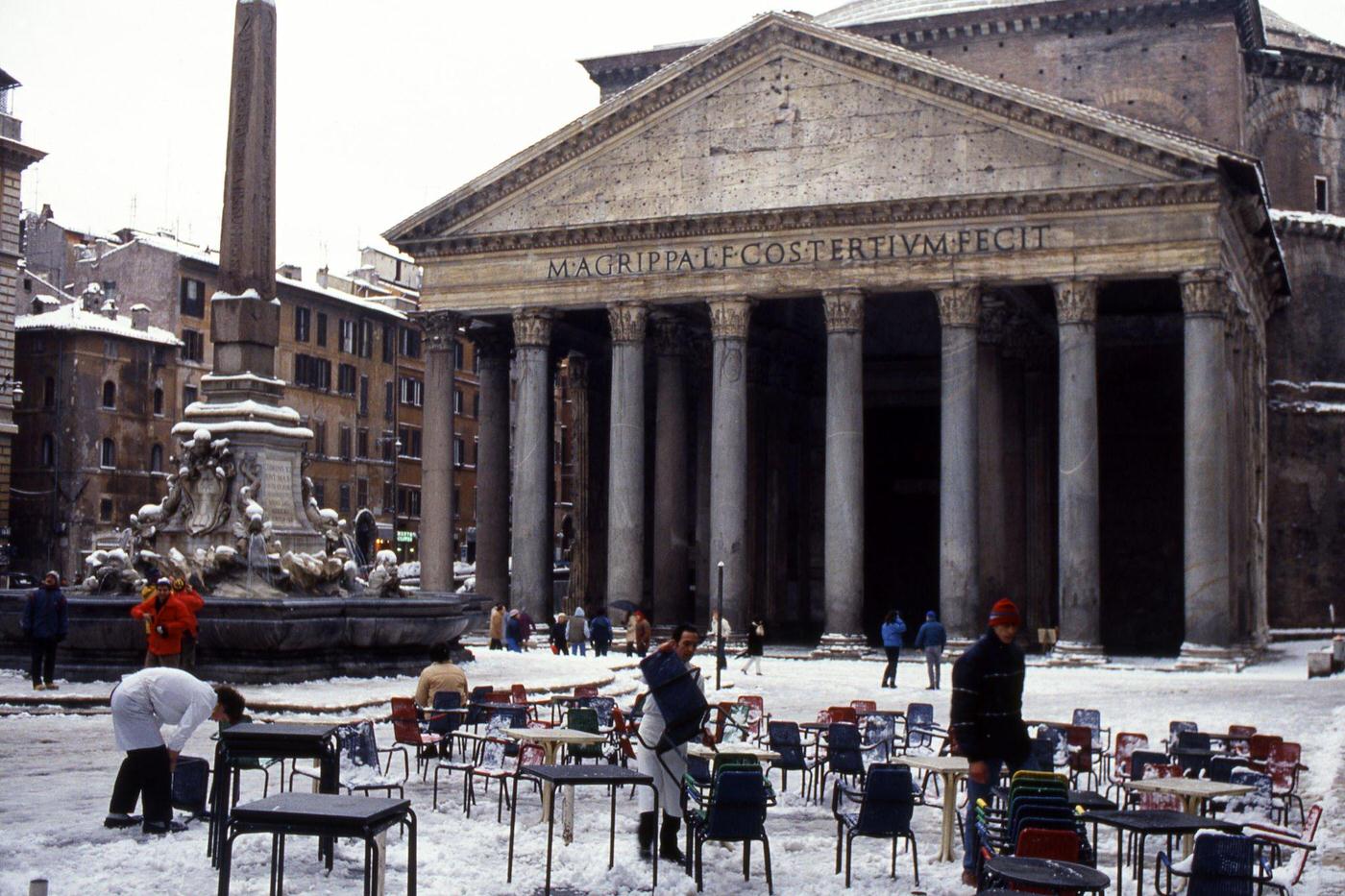 #48 Snow-Covered Plaza Outside the Pantheon, Rome, 1985