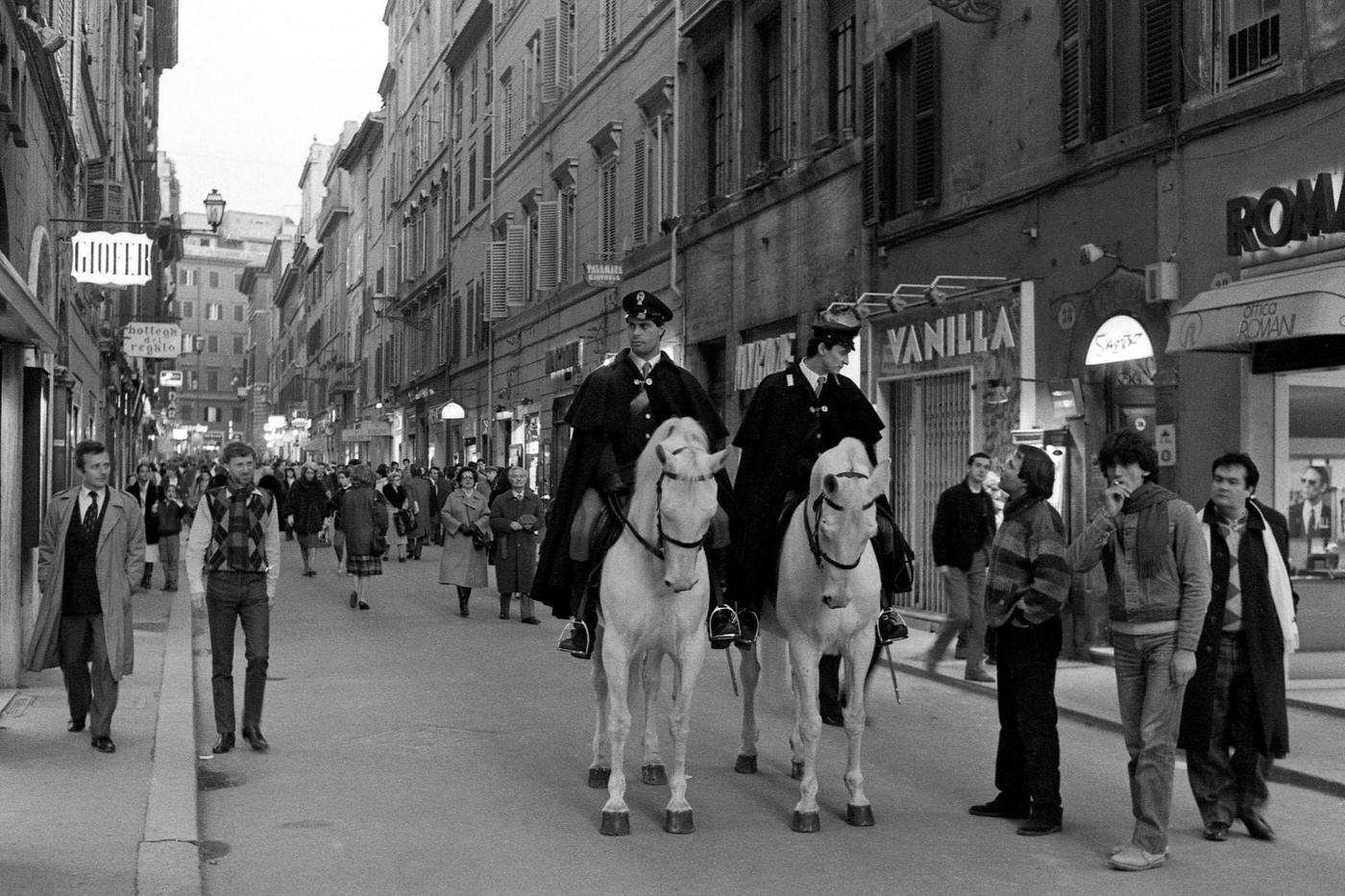 #56 Mounted Police Officers on Via Frattina in Rome, 1985