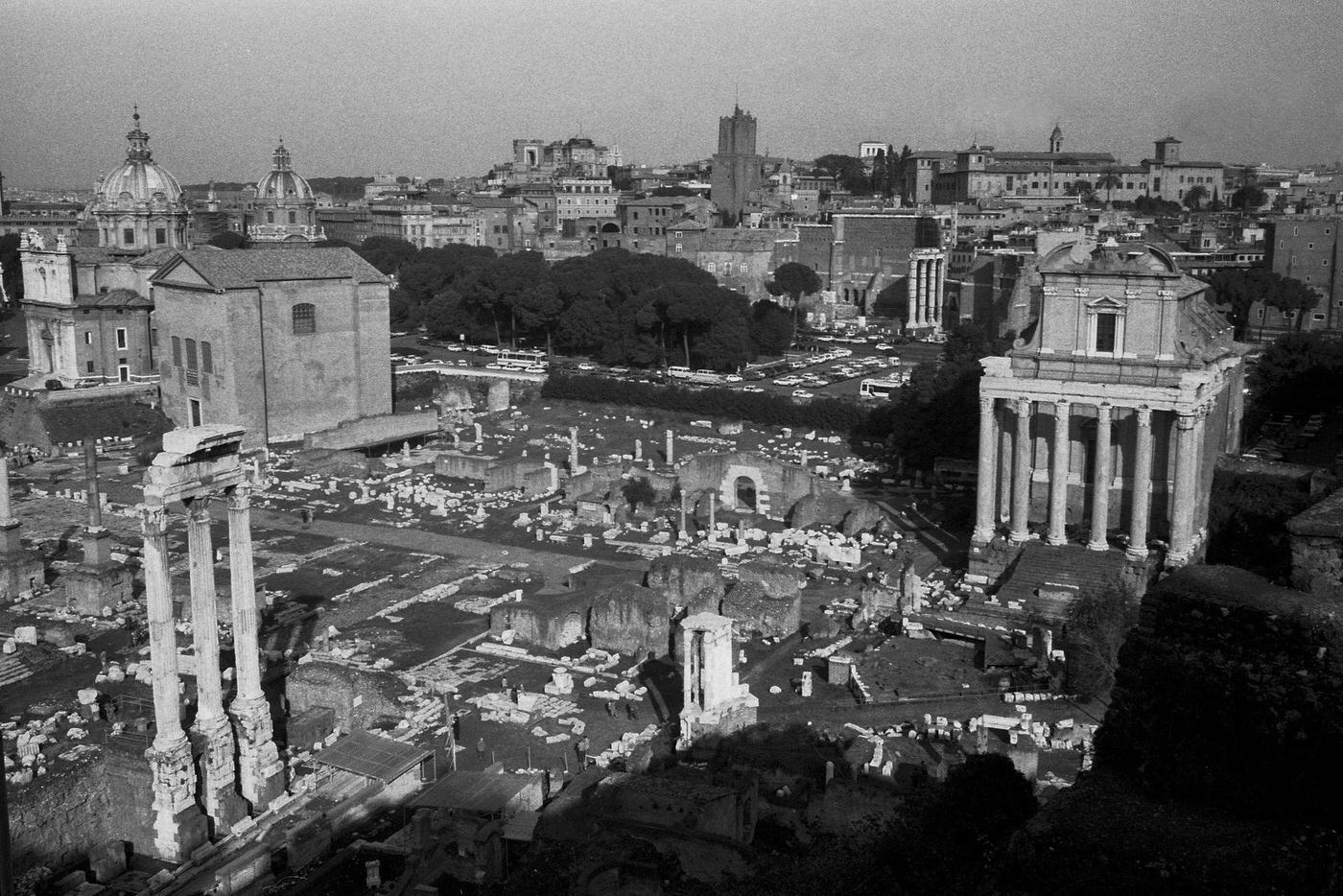 #61 Roman Forum Featuring Temples of the Dioscuri and Antonio, Rome, 1986
