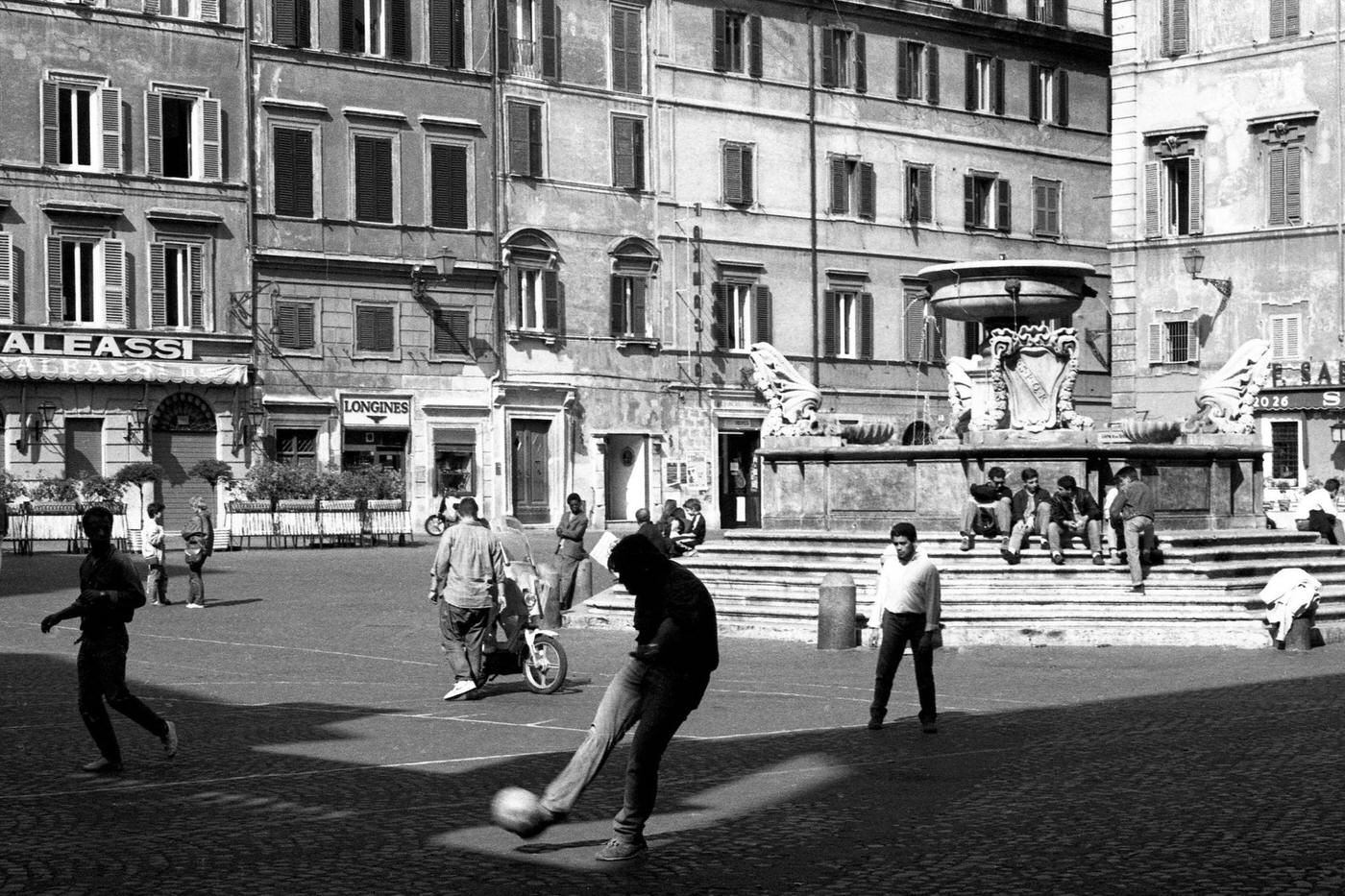 #66 Soccer Play in Piazza di Santa Maria in Trastevere, Rome, 1986