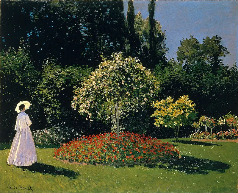 #10 Woman in the Garden, 1867, Hermitage, St. Petersburg; a study in the effect of sunlight and shadow on colour.