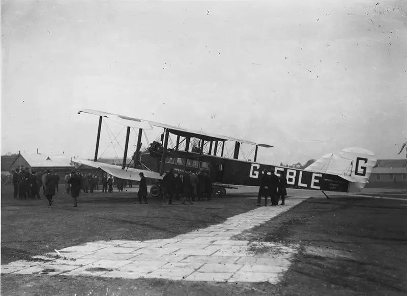 An early commercial trimotor biplane.
