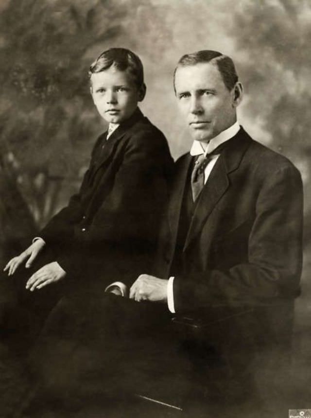 #15 Charles Lindbergh and father, Charles. A. Lindbergh. 1909.